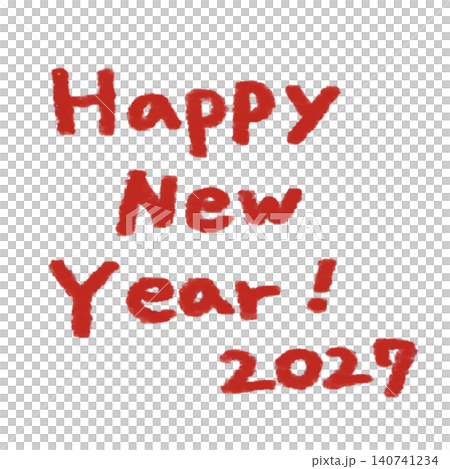 Handwritten "Happy New Year" lettering and decorative illustration Handwritten "Happy New Year" lettering and decorative illustration 140741234