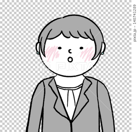 圖解：一位身穿西裝的女士，表情略帶驚訝。 140741289