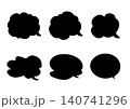 シンプルな吹き出しシルエットセット＿右側しっぽ吹き出し口＿白背景 140741296