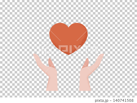 Vector illustration of a person with both hands on a heart (red) Vector illustration of a person with both hands on a heart (red) 140741508