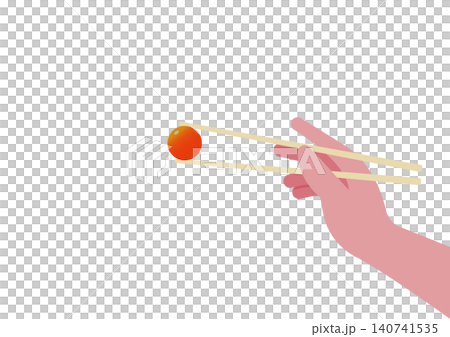 ミニトマトを箸で持つ手のベクターイラスト素材 ミニトマトを箸で持つ手のベクターイラスト素材 140741535