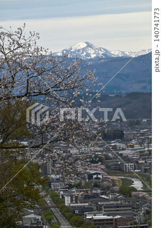 卯辰山の桜と残雪の山々 卯辰山の桜と残雪の山々 140741773