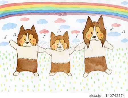 3匹のわんこ(シェルティ) 3匹のわんこ(シェルティ) 140742574