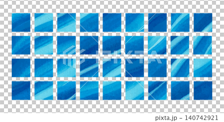 Blue paint canvas background, square texture material set, water flow image 140742921