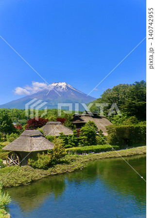 忍野八海からの富士山（山梨県・忍野村） 140742955