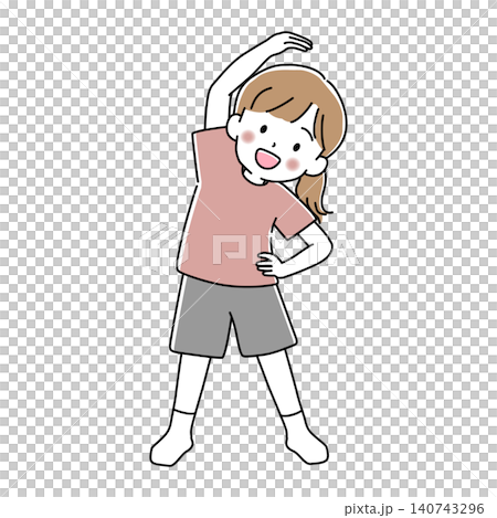 女孩伸展身體的向量插圖。 女孩伸展身體的向量插圖。 140743296