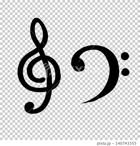 一組簡單的高音譜號和低音譜號插圖。 一組簡單的高音譜號和低音譜號插圖。 140743355