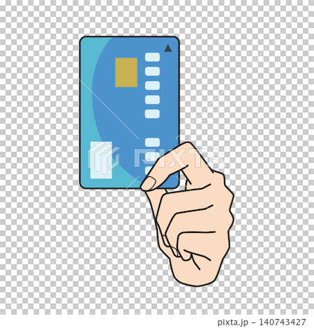 Left hand holding the card vertically Left hand holding the card vertically 140743427