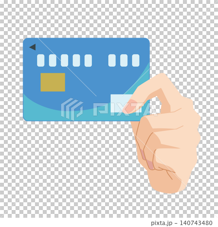 Left hand holding the card horizontally Left hand holding the card horizontally 140743480