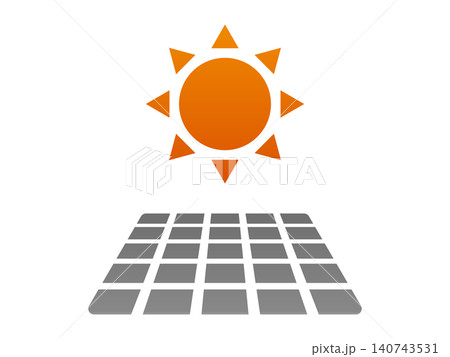 太陽光発電のソーラーパネルイラスト（エコ・クリーンエネルギー・SDGs・環境・ベクター・背景透過） 140743531