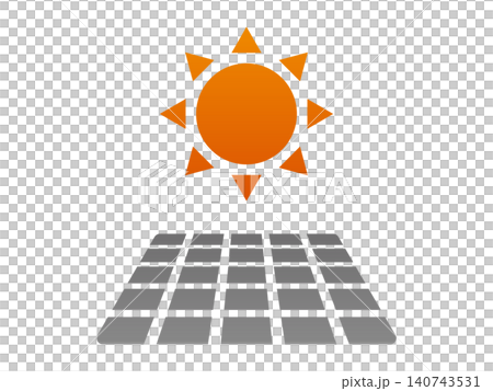 太陽光発電のソーラーパネルイラスト（エコ・クリーンエネルギー・SDGs・環境・ベクター・背景透過） 140743531