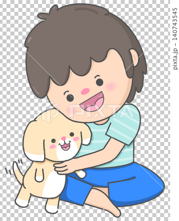 Boy Playing with His Beloved Puppy Boy Playing with His Beloved Puppy 140743545