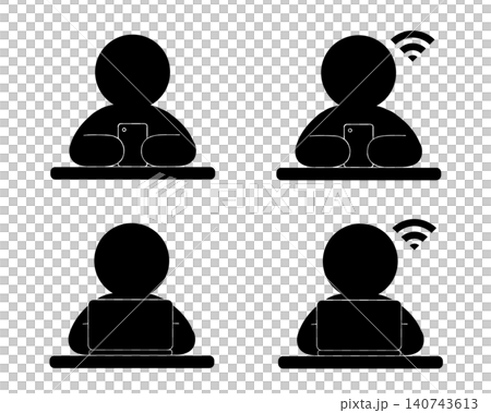 一套適用於使用智慧型手機和電腦(無論是否連接 Wi-Fi)的使用者的象形圖 一套適用於使用智慧型手機和電腦(無論是否連接 Wi-Fi)的使用者的象形圖 140743613