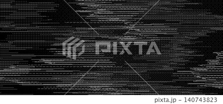Grey TV static noise texture. Distorted VHS video screen effect concept. Glitch pixelated random background. Fuzzy television interference backdrop. Vector digital video corruption pattern display 140743823