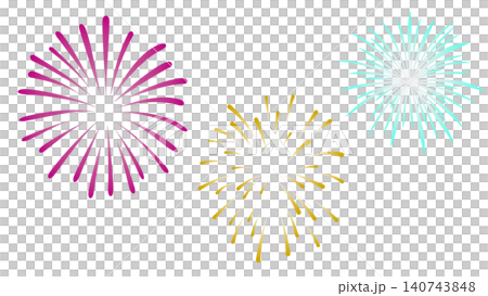 三種類の打ち上げ花火のイラスト素材セット 三種類の打ち上げ花火のイラスト素材セット 140743848