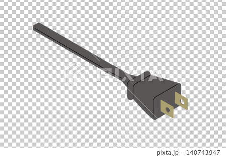 電源プラグとコードのアイソメトリックイラスト(主線なし) 電源プラグとコードのアイソメトリックイラスト(主線なし) 140743947