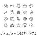 ゲーム関連の線画アイコンセット 140744472