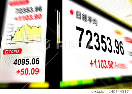 日本の東京都市景観初7万2000円台・株価/終値7万2353円96銭。TOPIX終値も最高値を更新 140744517