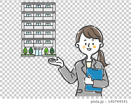 房地產經紀人介紹公寓的插圖素材 140744541
