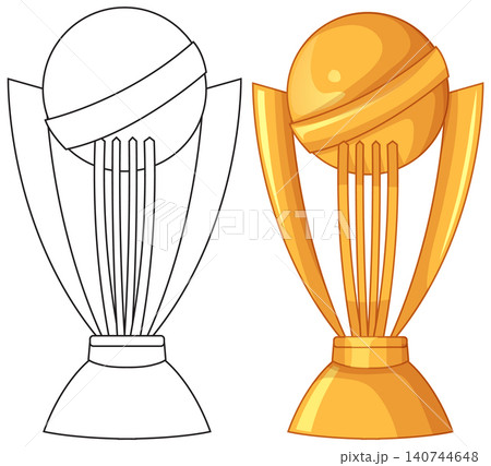 Golden Cricket Championship Trophy Vector Illustration with Line Art Version Golden Cricket Championship Trophy Vector Illustration with Line Art Version 140744648