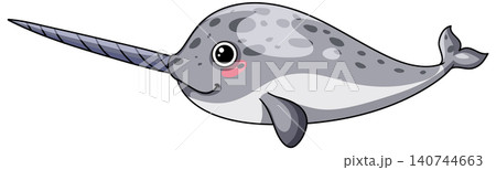 Cute Cartoon Narwhal Vector Illustration Isolated on White Background 140744663