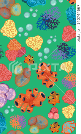Colorful Vector Illustration of Tropical Coral Reef and Marine Life Colorful Vector Illustration of Tropical Coral Reef and Marine Life 140744667