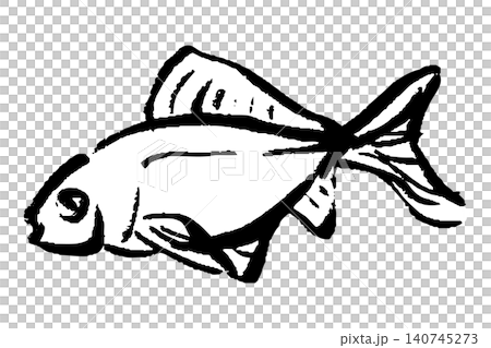 筆タッチの手描きの金魚のイラスト 筆タッチの手描きの金魚のイラスト 140745273