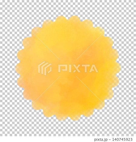 水彩風格的太陽圓圈,圓形設計,適合夏季和秋季。 水彩風格的太陽圓圈,圓形設計,適合夏季和秋季。 140745923