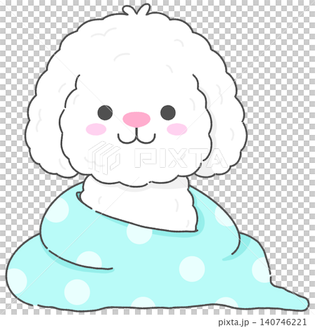Adorable Puppy Wrapped in Towel After Bath Time 140746221