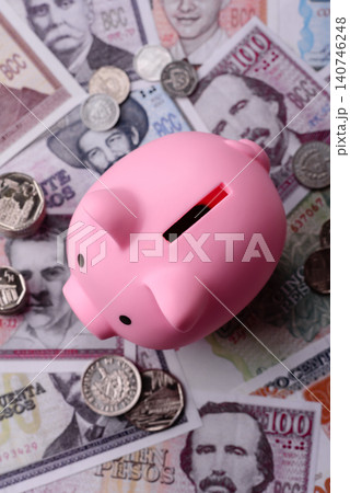 A piggy bank as a concept for storing, accumulating, and saving financial resources. A piggy bank 140746248
