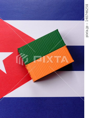 Cargo containers on the Cuba flag as a conceptual backdrop for goods export. Cargo containers Cargo containers on the Cuba flag as a conceptual backdrop for goods export. Cargo containers 140746258