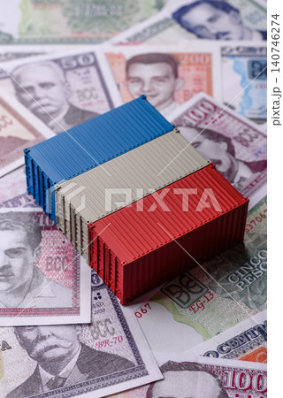 Cargo containers on the Cuba flag as a conceptual backdrop for goods export. Cargo containers Cargo containers on the Cuba flag as a conceptual backdrop for goods export. Cargo containers 140746274