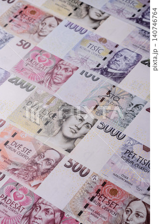 Czech paper money, koruna or crown, in various denominations for financial exchange. Czech koruna Czech paper money, koruna or crown, in various denominations for financial exchange. Czech koruna 140746764