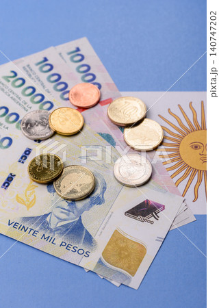 Argentina paper money, peso in various denominations. Argentine money Argentina paper money, peso in various denominations. Argentine money 140747202