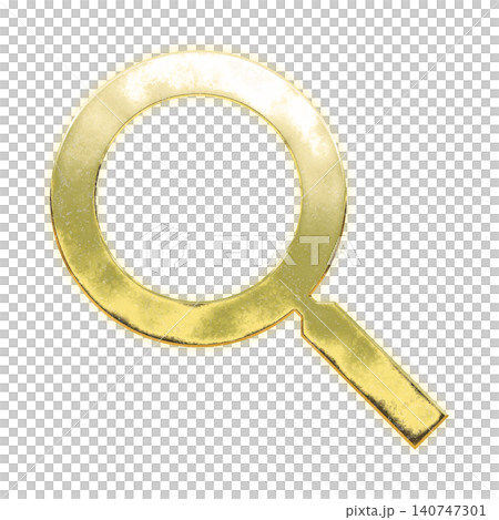 Golden magnifying glass icon, alpha channel Golden magnifying glass icon, alpha channel 140747301