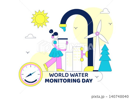 World Water Monitoring Day Vector Illustration Featuring Water Quality, Environmental Conservation, Sustainable Resources, and Clean Water Protection World Water Monitoring Day Vector Illustration Featuring Water Quality, Environmental Conservation, Sustainable Resources, and Clean Water Protection 140748040