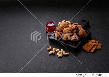Dried whole fig as an ingredient for sweet desserts. Dried figs as a food 140748499