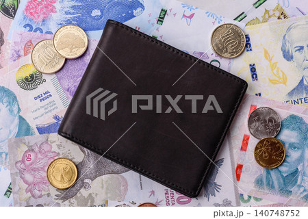 Argentina paper money, peso in various denominations. Argentine money 140748752