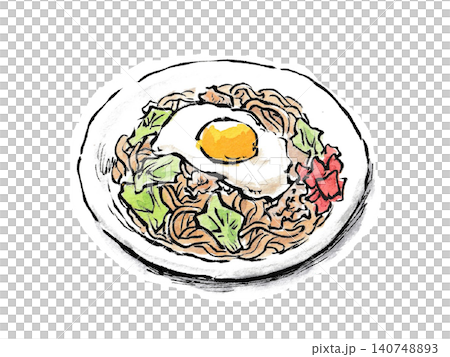 Yokote Yakisoba, a local specialty of Yokote City, Iwate Prefecture, topped with a fried egg. Yokote Yakisoba, a local specialty of Yokote City, Iwate Prefecture, topped with a fried egg. 140748893
