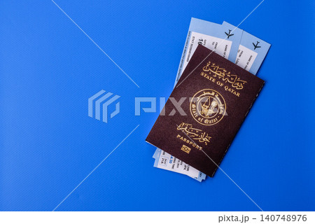 Qatar passport for travelling, flying and doing business. Qatari document 140748976