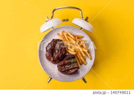 Beef mignon steak, rare, meat grilled with salt and spices. Beef steak Beef mignon steak, rare, meat grilled with salt and spices. Beef steak 140749011