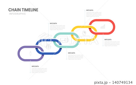 chain diagram infographic business timeline 5 steps to success template. presentation and workflows vector illustration. chain diagram infographic business timeline 5 steps to success template. presentation and workflows vector illustration. 140749134