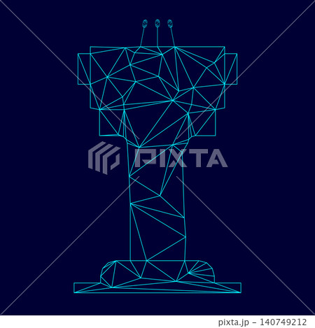 Rostrum with three microphone low poly triangulation triangulated polygonal electric cyan blue vibrant aqua neon color vector illustration image outline contour line Rostrum with three microphone low poly triangulation triangulated polygonal electric cyan blue vibrant aqua neon color vector illustration image outline contour line 140749212