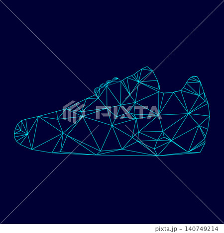 Sport shoes low poly triangulation triangulated polygonal electric cyan blue vibrant aqua neon color vector illustration image outline contour line Sport shoes low poly triangulation triangulated polygonal electric cyan blue vibrant aqua neon color vector illustration image outline contour line 140749214