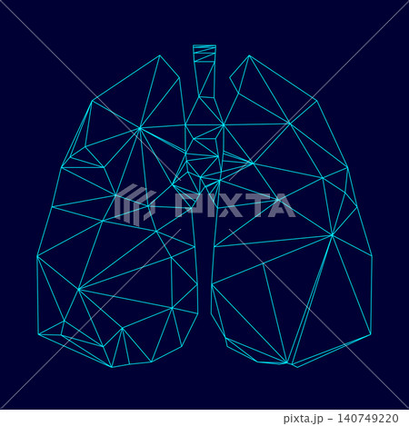 Lungs low poly triangulation triangulated polygonal electric cyan blue vibrant aqua neon color vector illustration image outline contour line Lungs low poly triangulation triangulated polygonal electric cyan blue vibrant aqua neon color vector illustration image outline contour line 140749220