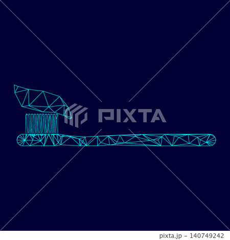 Tooth paste and brush low poly triangulation triangulated polygonal electric cyan blue vibrant aqua neon color vector illustration image outline contour line Tooth paste and brush low poly triangulation triangulated polygonal electric cyan blue vibrant aqua neon color vector illustration image outline contour line 140749242