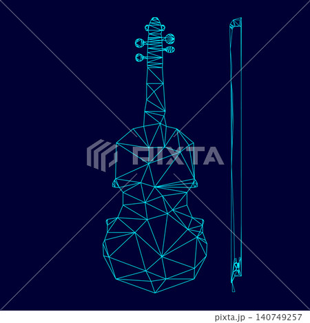 Violin low poly triangulation triangulated polygonal electric cyan blue vibrant aqua neon color vector illustration image outline contour line Violin low poly triangulation triangulated polygonal electric cyan blue vibrant aqua neon color vector illustration image outline contour line 140749257