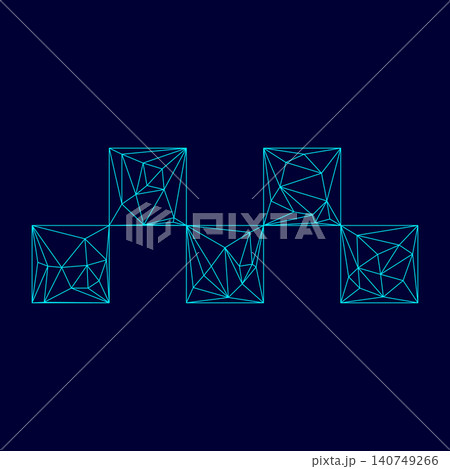 Taxi symbol low poly triangulation triangulated polygonal electric cyan blue vibrant aqua neon color vector illustration image outline contour line 140749266