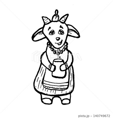 Hand drawn black line art goat symbol of the year of the goat Christmas tree decoration on isolated background, perfect for Christmas decorations, cards, stickers, packaging, gifts and banners. Hand drawn black line art goat symbol of the year of the goat Christmas tree decoration on isolated background, perfect for Christmas decorations, cards, stickers, packaging, gifts and banners. 140749672