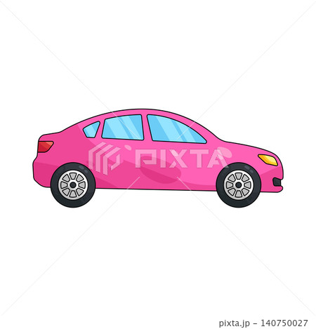 Illustration of pink sedan car Illustration of pink sedan car 140750027